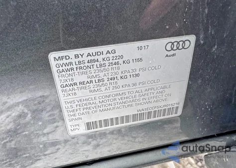 2018 Audi Q3 Premium z USA, uszkodzony, nr VIN WA1ECCFSXJR015216